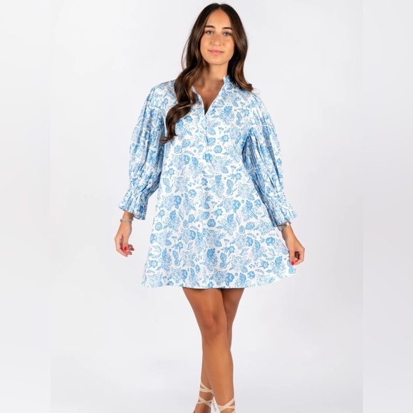 SINCERELY OURS- Park Blue Leopard Dress Blue Size S